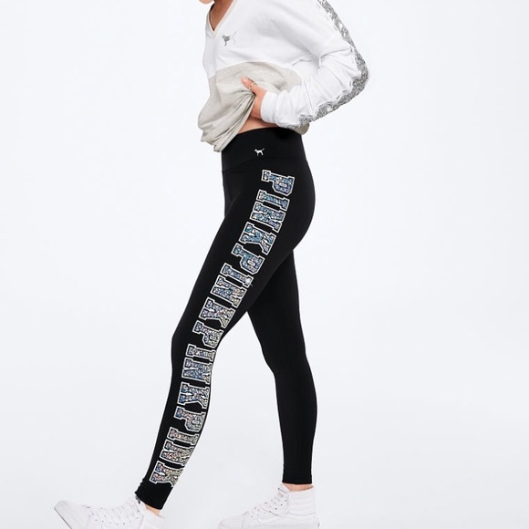 victoria's secret pink sequin leggings